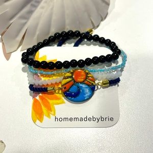 Adjustable clay wave bracelet beaded stacks